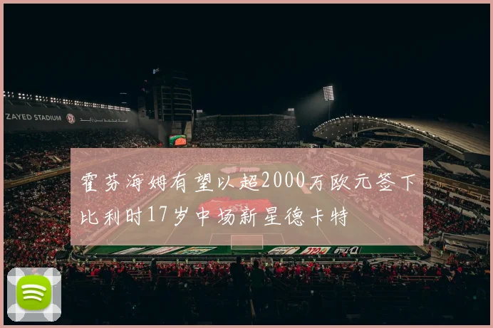 霍芬海姆有望以超2000万欧元签下比利时17岁中场新星德卡特